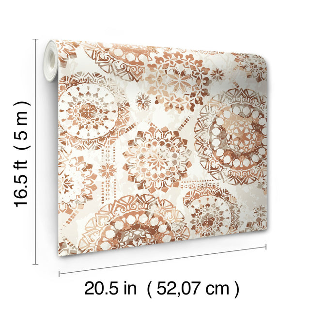 Bohemian Medallion Orange Peel & Stick Wallpaper