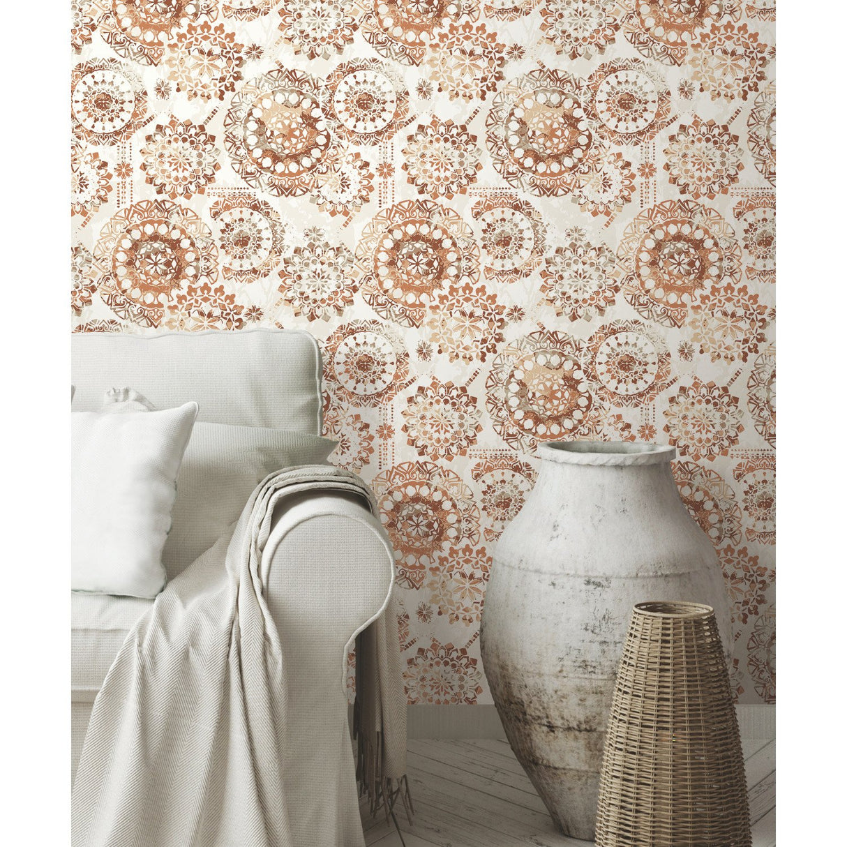 Bohemian Medallion Orange Peel & Stick Wallpaper