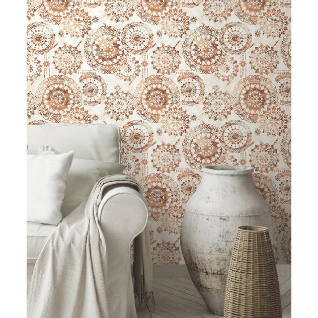 Bohemian Medallion Orange Peel & Stick Wallpaper