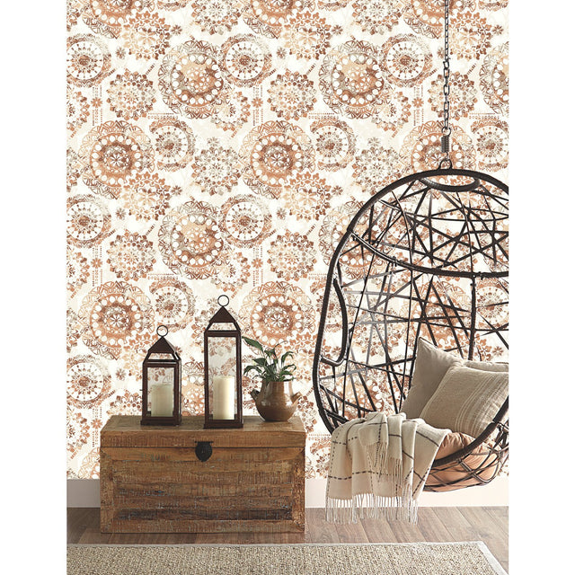 Bohemian Medallion Orange Peel & Stick Wallpaper