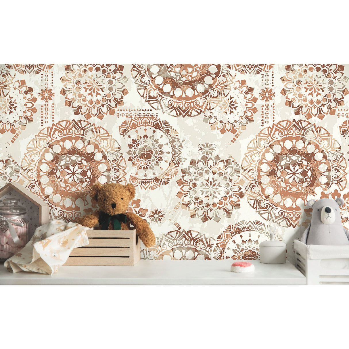 Bohemian Medallion Orange Peel & Stick Wallpaper
