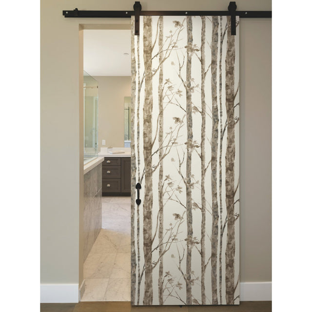 Trees Taupe Peel & Stick Wallpaper with Modern Nature Birch Motif - York RMK11727WP