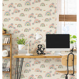 Rainbow's End Taupe Peel & Stick Wallpaper with Whimsical Novelty Pattern - York RMK11730RL
