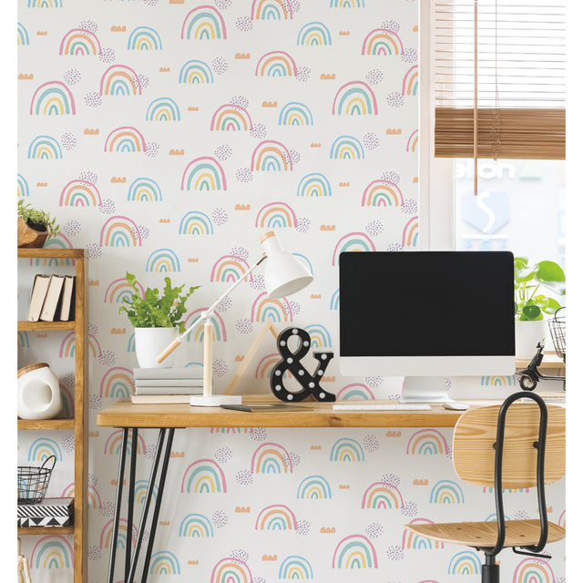 Rainbow's End Pink Peel & Stick Wallpaper with Whimsical Novelty Pattern - York RMK11731RL