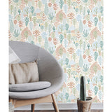 Folklore Trees Blue Peel & Stick Wallpaper with Whimsical Botanical Tree Pattern - RoomMates RMK11734RL