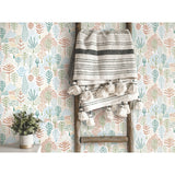 Folklore Trees Blue Peel & Stick Wallpaper with Whimsical Botanical Tree Pattern - RoomMates RMK11734RL