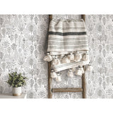 Folklore Trees Grey Peel & Stick Wallpaper with Whimsical Botanical Trees Pattern - York RMK11736RL