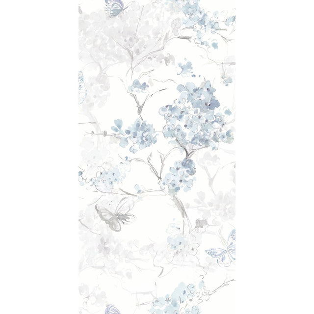 Spring Cherry Blossoms Blue Peel & Stick Wallpaper with Botanical Floral Pattern, Traditional Style - York RMK11741RL