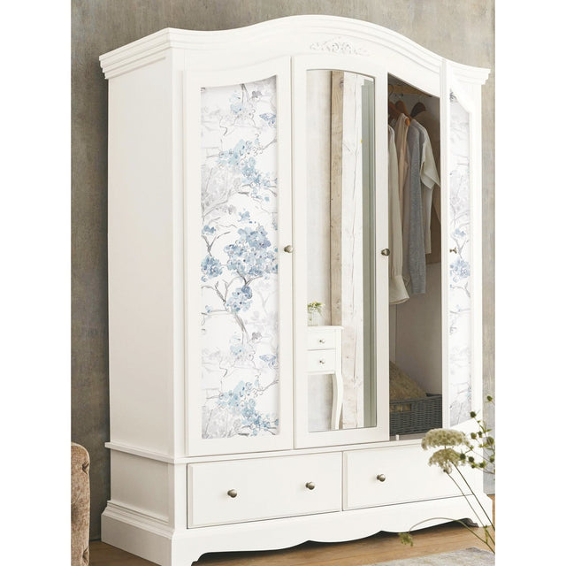 Spring Cherry Blossoms Blue Peel & Stick Wallpaper with Botanical Floral Pattern, Traditional Style - York RMK11741RL