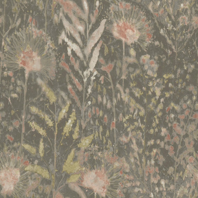 Dandelion Taupe Peel & Stick Wallpaper with Botanical Floral Motif - York RMK11742WP
