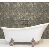 Dandelion Taupe Peel & Stick Wallpaper with Botanical Floral Motif - York RMK11742WP