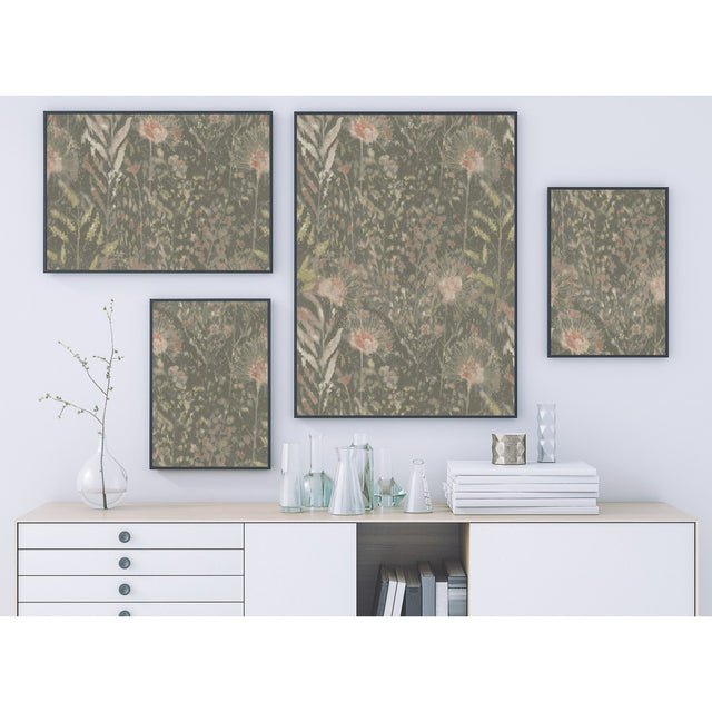 Dandelion Taupe Peel & Stick Wallpaper with Botanical Floral Motif - York RMK11742WP
