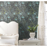 Dandelion Teal Peel & Stick Wallpaper with Botanical Floral Pattern, Modern Style - York RMK11743WP