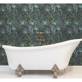 Dandelion Teal Peel & Stick Wallpaper with Botanical Floral Pattern, Modern Style - York RMK11743WP