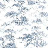 Oriental Toile Blue Peel & Stick Wallpaper with Traditional Global Toile Pattern - York RMK11754RL
