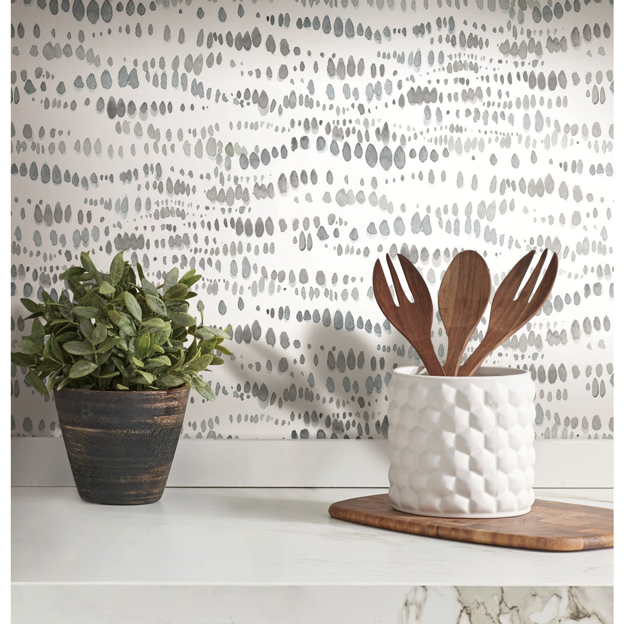 Dotted Line Grey Peel & Stick Wallpaper