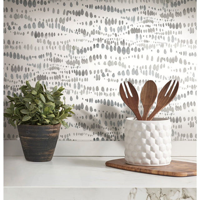 Dotted Line Grey Peel & Stick Wallpaper