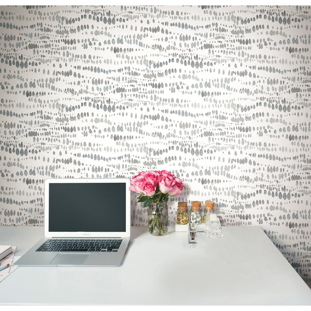 Dotted Line Grey Peel & Stick Wallpaper