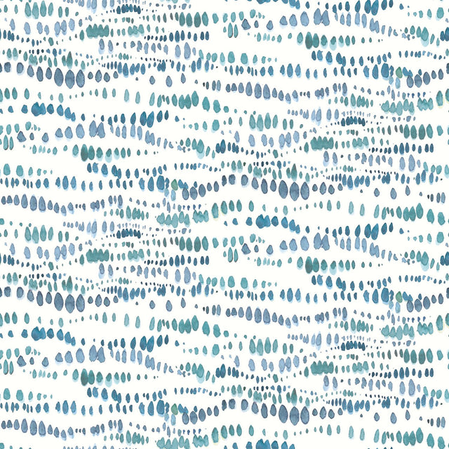 Dotted Line Blue Peel & Stick Wallpaper with Geometric Pattern, Modern Style - York RMK11760RL