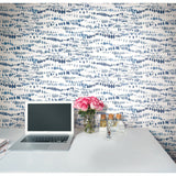 Dotted Line Navy Peel & Stick Wallpaper with Modern Geometric Pattern - York RMK11761RL