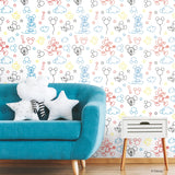 Disney Mickey Mouse Line Art Red Peel & Stick Wallpaper with Whimsical Novelty Pattern - York RMK11776RL