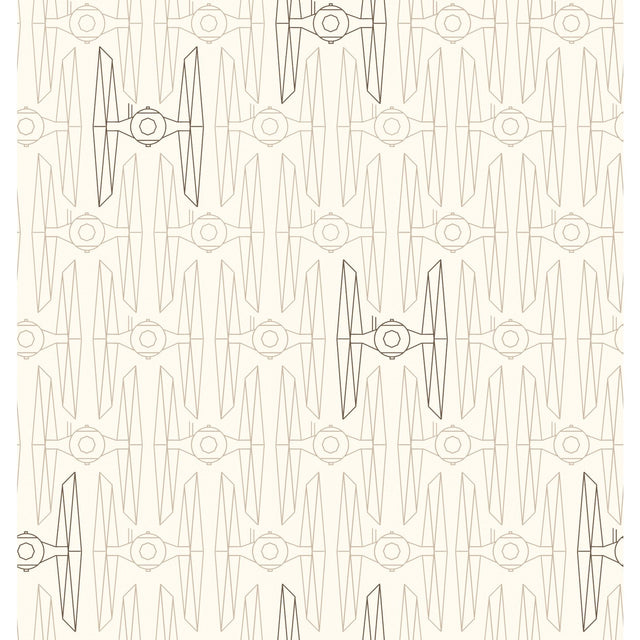 Star Wars Tie Fighter Taupe Peel & Stick Wallpaper with Novelty Whimsical Pattern - York RMK11782RL