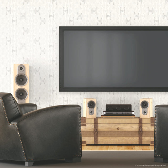 Star Wars Tie Fighter Taupe Peel & Stick Wallpaper with Novelty Whimsical Pattern - York RMK11782RL