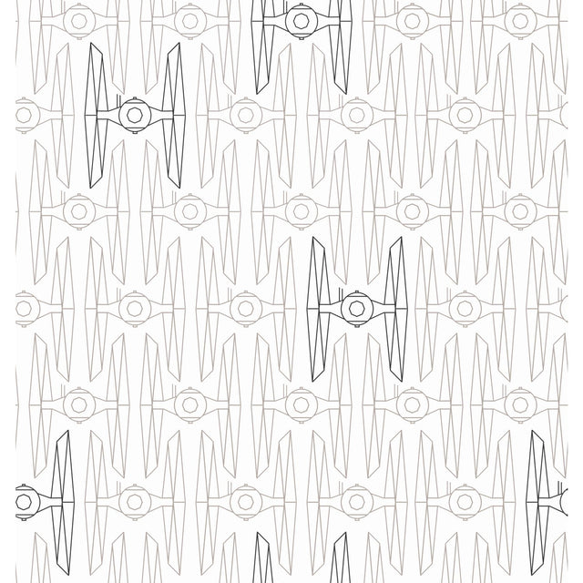 Star Wars Tie Fighter Grey Peel & Stick Wallpaper with Whimsical Novelty Pattern - RoomMates RMK11783RL