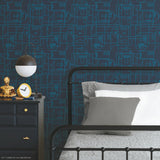 Star Wars R2D2 Geometric Navy Peel & Stick Wallpaper with Whimsical Licensed Novelty Pattern - York RMK11785RL