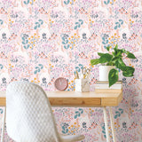 Unicorn Paradise Pink Peel & Stick Wallpaper with Whimsical Unicorn & Wildflower Motif - York RMK11793RL