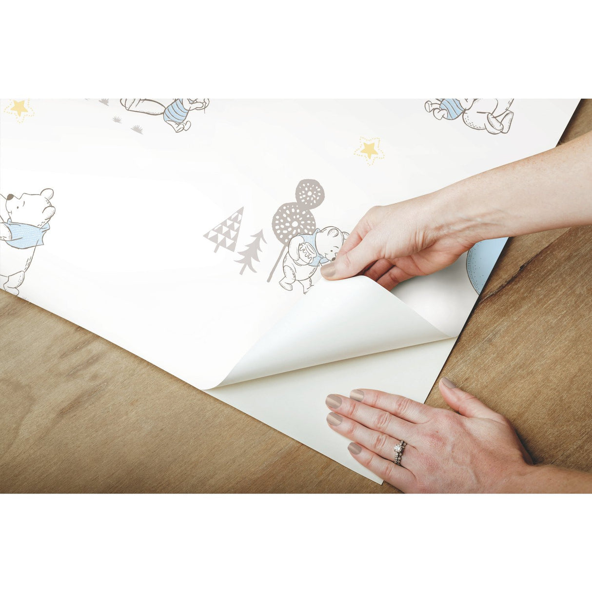 Disney Winnie the Pooh Playmates Blue Peel & Stick Wallpaper with Whimsical Novelty Pattern - York RMK11798WP