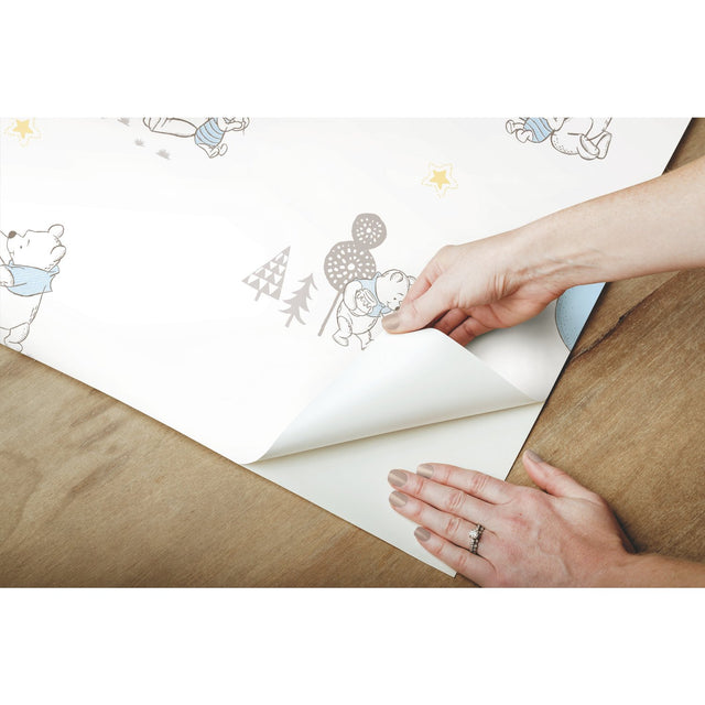 Disney Winnie the Pooh Playmates Blue Peel & Stick Wallpaper with Whimsical Novelty Pattern - York RMK11798WP