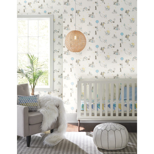 Disney Winnie the Pooh Playmates Blue Peel & Stick Wallpaper with Whimsical Novelty Pattern - York RMK11798WP