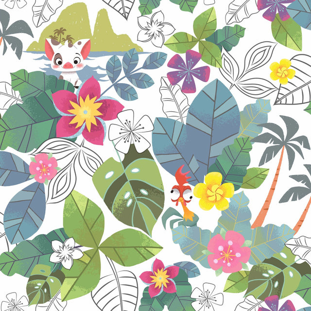 Disney Moana Jungle Blue Peel & Stick Wallpaper with Whimsical Novelty Pattern - York RMK11799WP