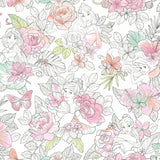 Disney Princess Royal Floral Pink Peel & Stick Wallpaper with Whimsical Novelty Pattern - York RMK11800WP