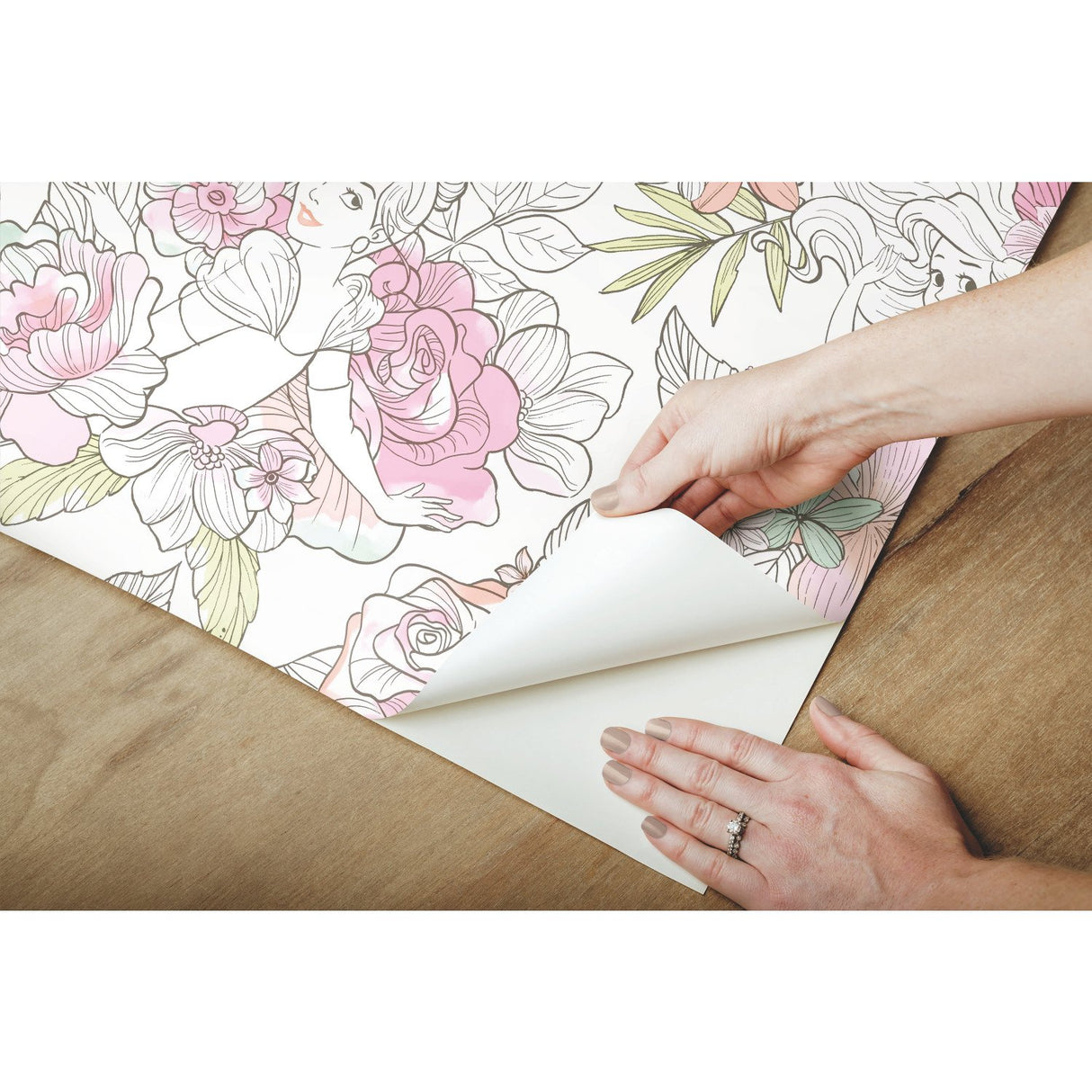 Disney Princess Royal Floral Pink Peel & Stick Wallpaper with Whimsical Novelty Pattern - York RMK11800WP