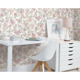 Disney Princess Royal Floral Pink Peel & Stick Wallpaper with Whimsical Novelty Pattern - York RMK11800WP