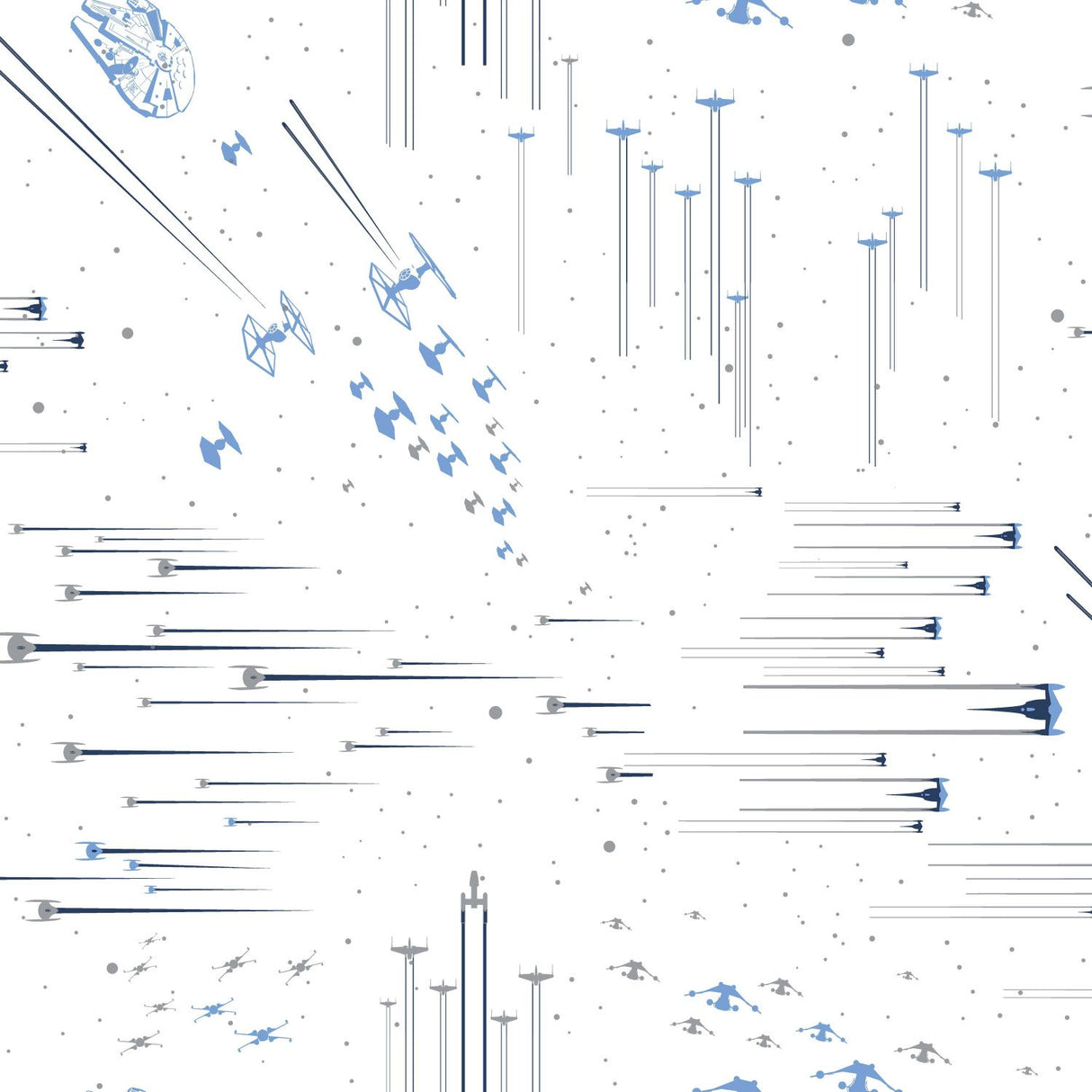 Star Wars: Galactic Battles Blue Peel & Stick Wallpaper with Whimsical Novelty Pattern - York RMK11801WP