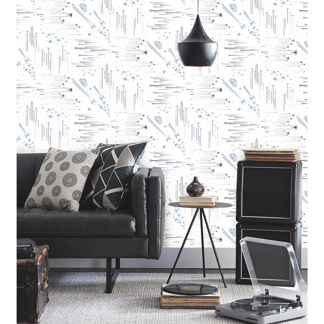 Star Wars: Galactic Battles Blue Peel & Stick Wallpaper with Whimsical Novelty Pattern - York RMK11801WP