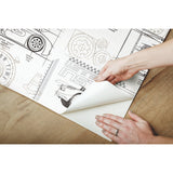 Disney & Pixar Cars Schematic Grey Peel & Stick Wallpaper with Novelty Whimsical Pattern - York RMK11804WP