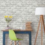 Brick Grey by RoomMates Industrial Peel and Stick Fully Removable Faux Washed Brick Vinyl Wallpaper Roll 20.5 in x 16.5 ft - RMK11805WPZ