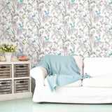Butterfly Sketch Yellow Peel & Stick Wallpaper with Whimsical Botanical Butterflies - York RMK11823WP