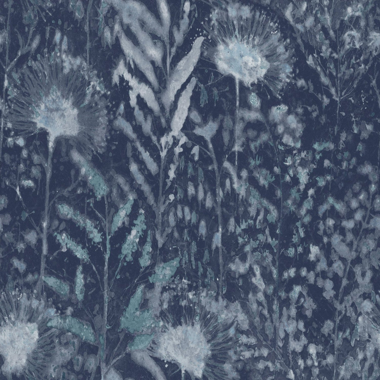 Dandelion Blue Peel & Stick Wallpaper with Modern Botanical Floral Pattern - York RMK11825WP