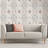 Bohemian Damask Beige Peel & Stick Wallpaper with Bohemian Global Damask Pattern - York RMK11830WP