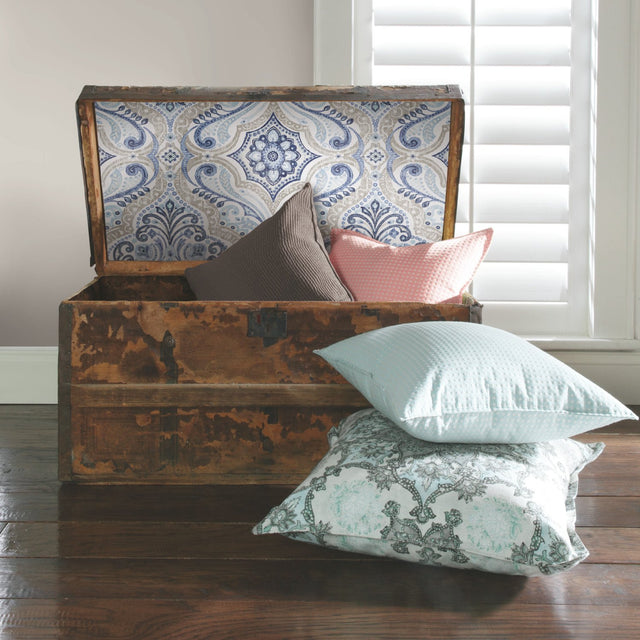 Bohemian Damask Blue Peel & Stick Wallpaper with Global Bohemian Pattern - York RMK11832WP