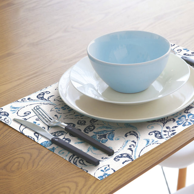 Persian Damask Blue Peel & Stick Wallpaper with Global Traditional Damask Pattern - York RMK11835WP