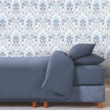 Persian Damask Blue Peel & Stick Wallpaper with Global Traditional Damask Pattern - York RMK11835WP