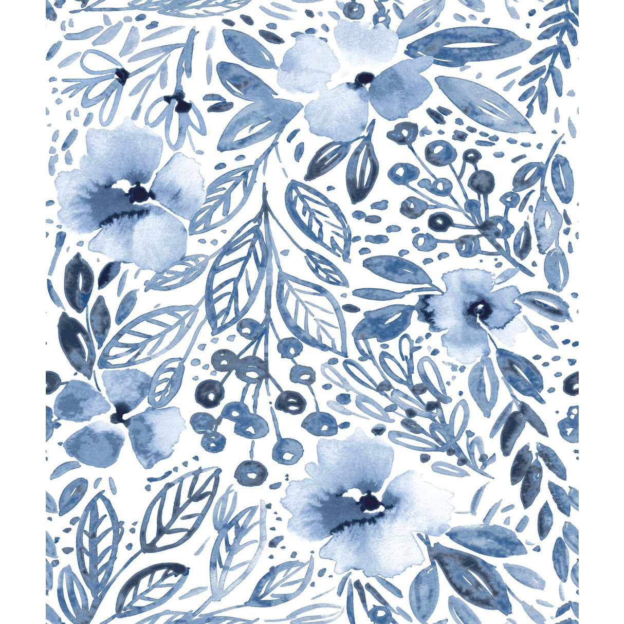 Clara Jean April Showers Blue Peel & Stick Wallpaper with Whimsical Nature Floral Pattern - York RMK11838WP