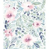 Clara Jean April Showers Pink Peel & Stick Wallpaper with Whimsical Nature Motif - York RMK11839WP