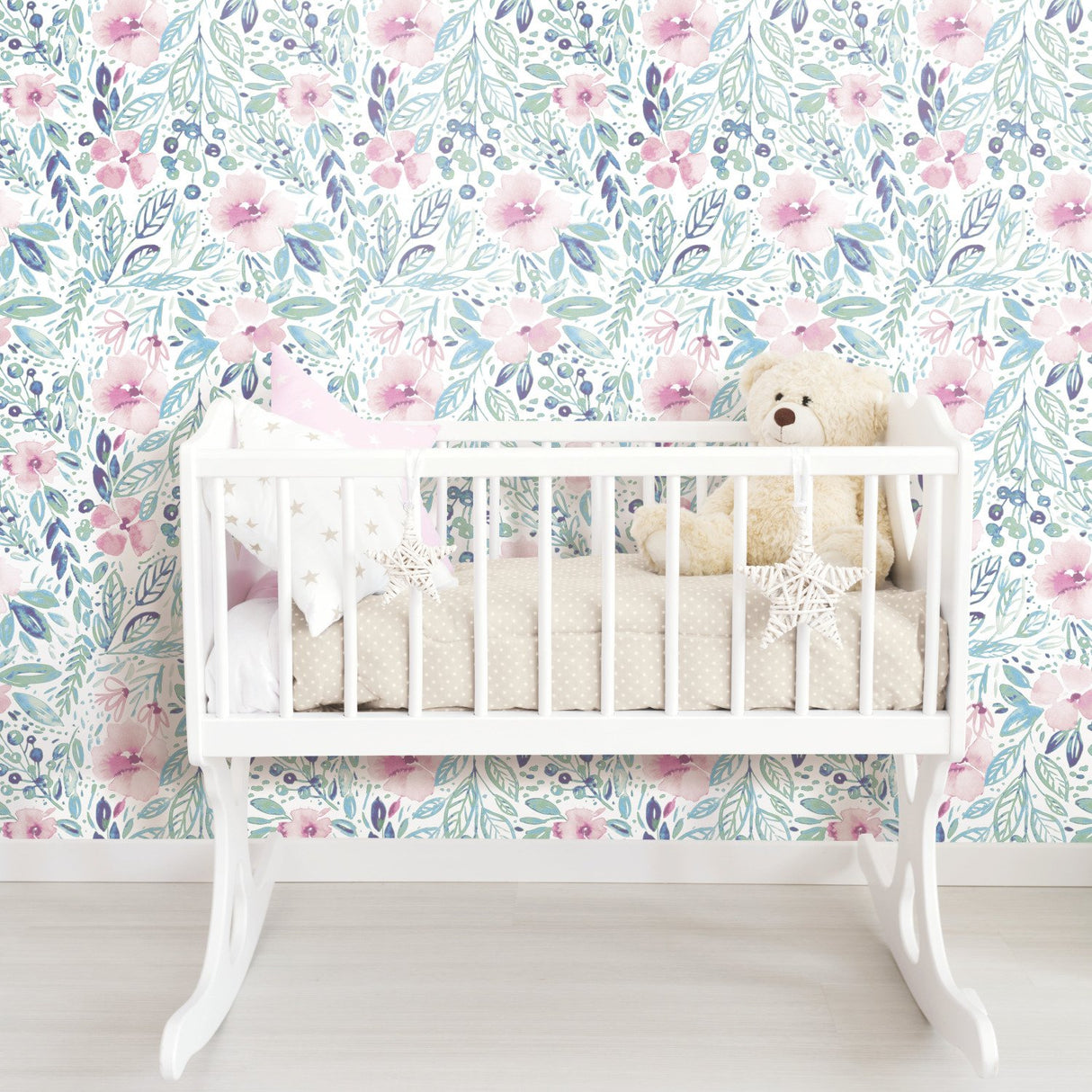 Clara Jean April Showers Pink Peel & Stick Wallpaper with Whimsical Nature Motif - York RMK11839WP